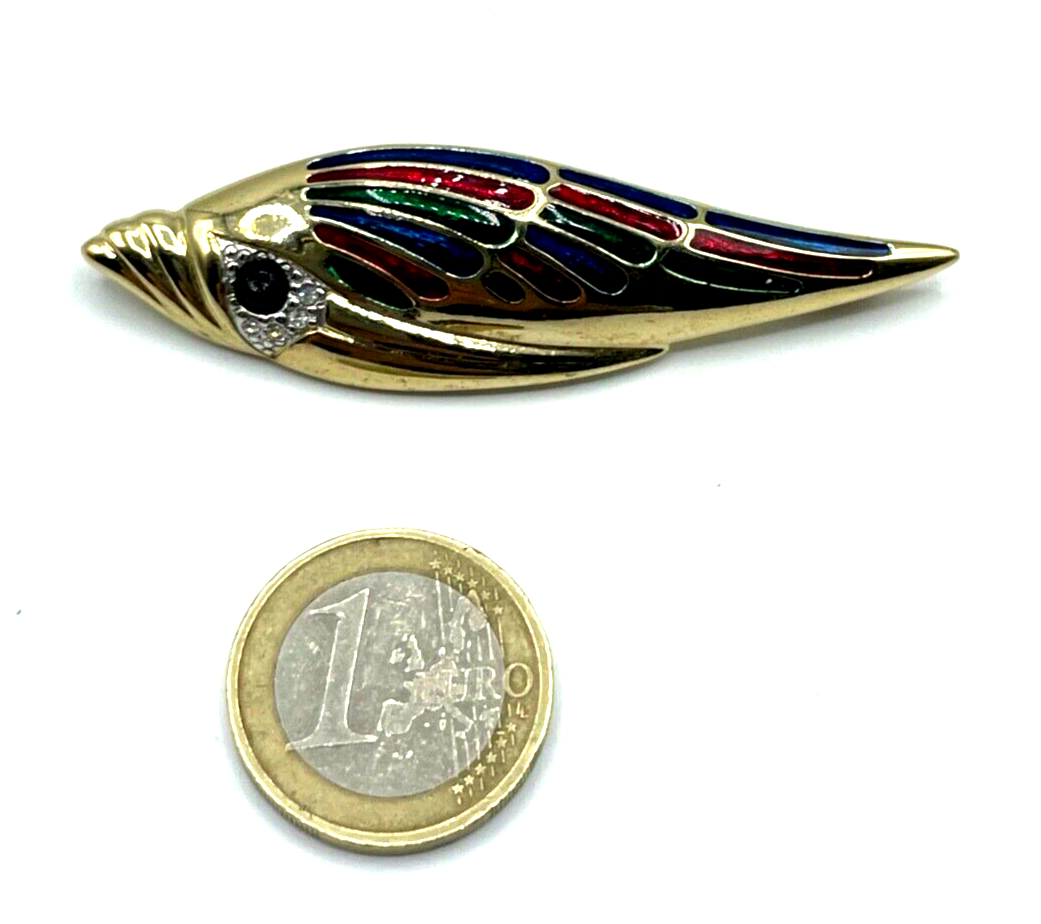 PL Pierre Lang neuwertig Fisch ? Brosche Anstecknadel buntes Emaille vergoldet3