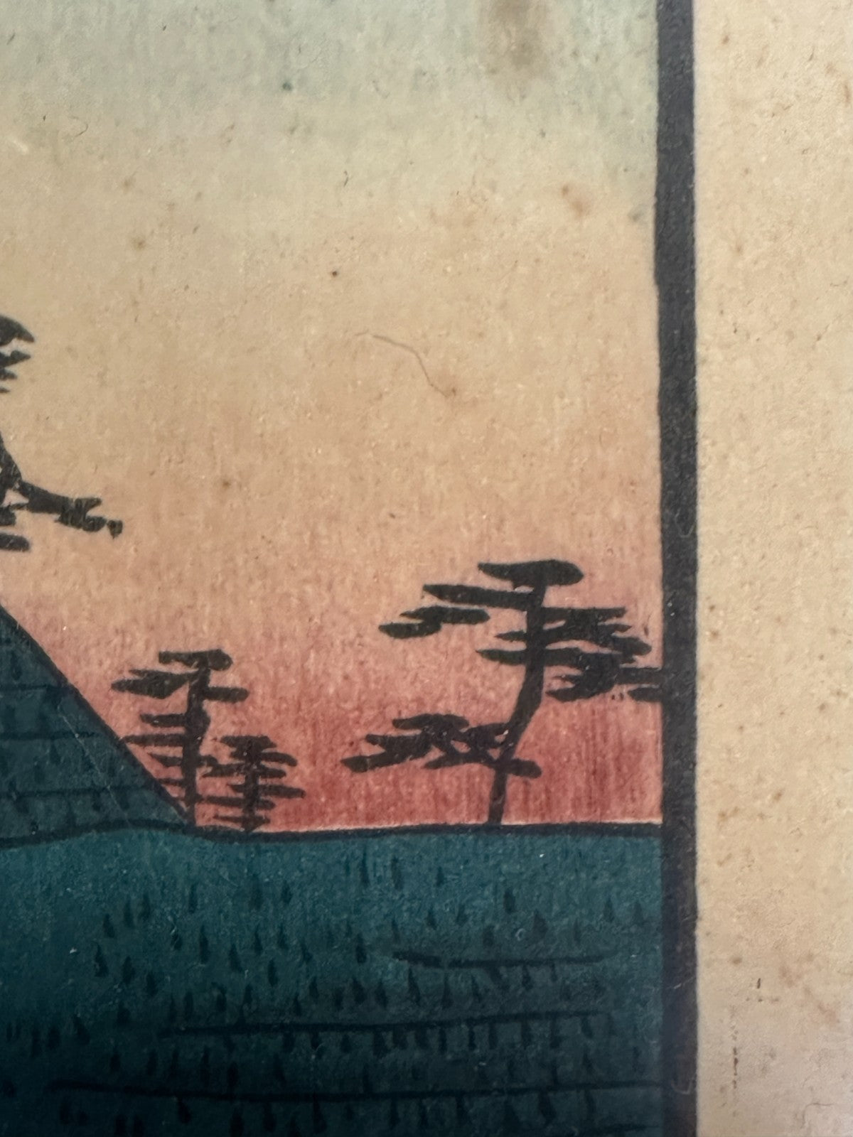 Original Hiroshige Holzschnitt – Bizen Küste mit Torii – ca. 1853 Edo-Zeit Japan11