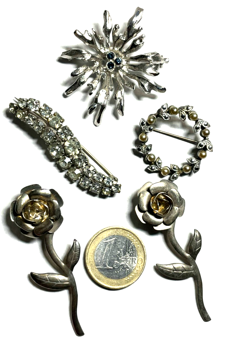 5 x vintage Brosche Anstecknadel Konvolut silber farbig top gepflegt Modeschmuck7