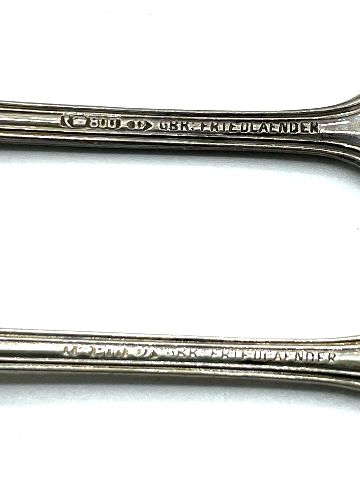 Antik Augsburger Faden Friedländer 800 Silber Kaffeelöffel Set 8 St WG GW Gravur7