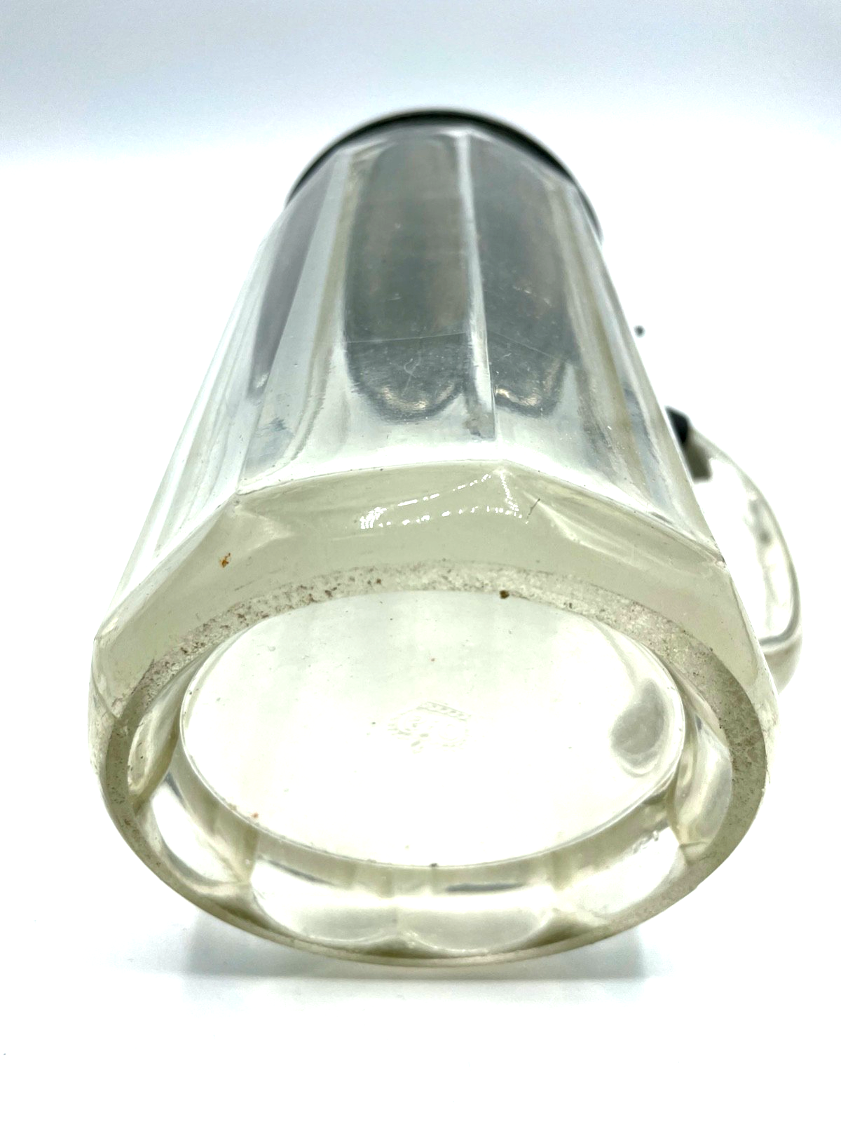 Antik dekorativ Pressglas Bierkrug 1 Liter mit Zinndeckel um 1900 Dachbodenfund5