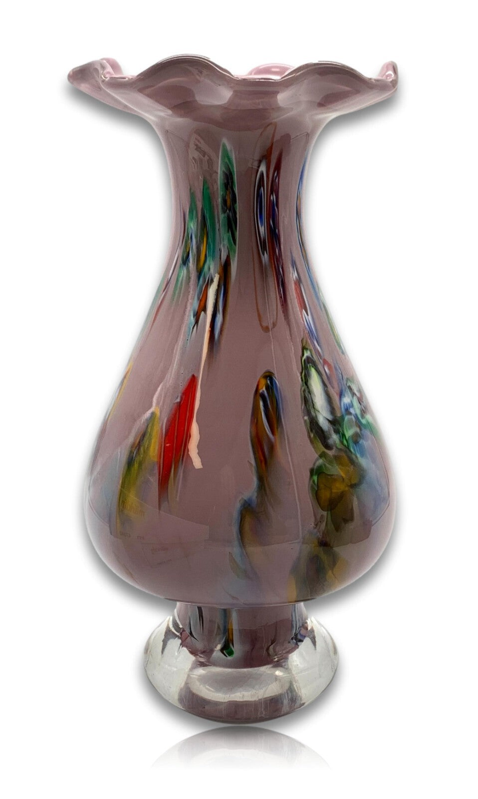 Vase Unterfang - Farbeinschmelzungen - Mundgeblasen Handarbeit - Pastell Lila5