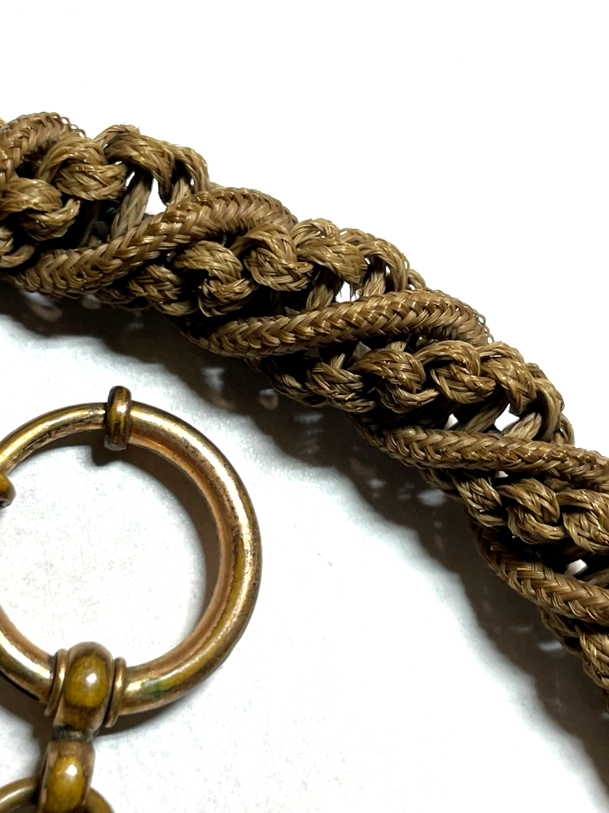 Antik Biedermeier Haarkette Uhrkette Taschenuhrkette Motiv Pferd Dubleegold gepf9