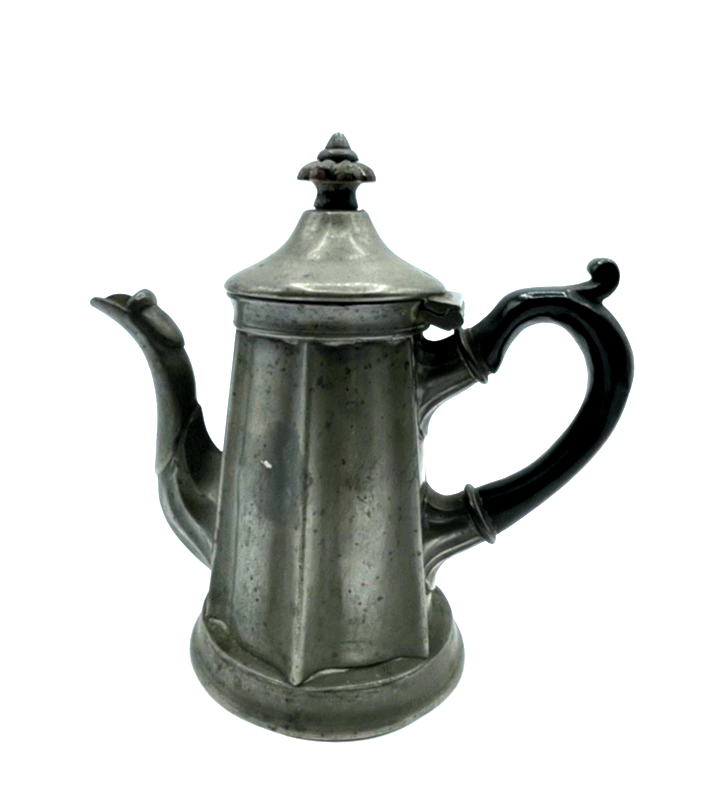 Antik kleine englische Zinnkanne mit Holzgriff um 1900 sehr dekorative Nostalgie3