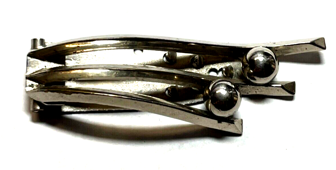 Antik Art Déco Clip 20er Jahre Kleiderclip Tuchclip Kugel Dekor Chrom Chrome0