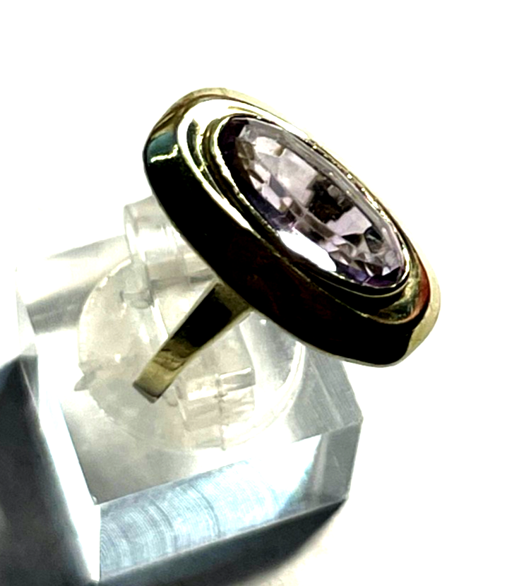Vintage 333 Gold 8 K heller Amethyst Ring Ø 17,8 mm RG 56 Juwelier Qualität3