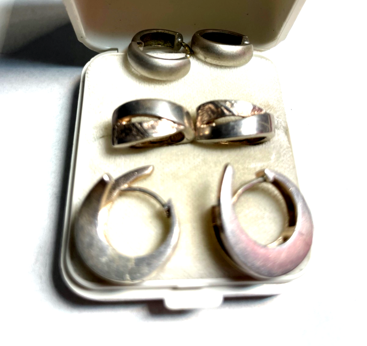 Vintage 3 Paar diverse 925 Silber Creolen Ohrringe zeitlos1