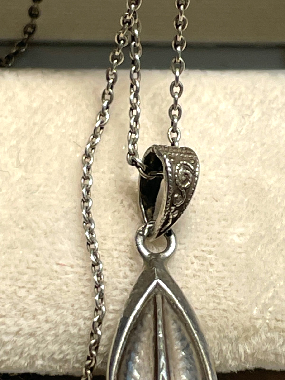 Original 800 Silber Art Déco Amethyst Anhänger an feiner Silberkette 46 cm lang2