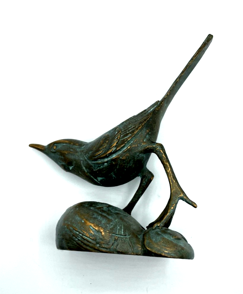 Strassacker Bronze Plastik mit Patina Vogel vollplastisch H 17 cm mit Stempel5