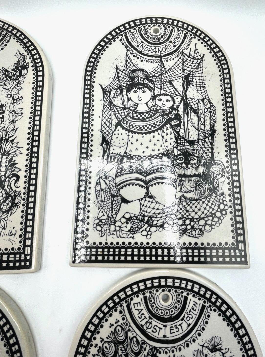 4x Rosenthal Porzellan Tafel * Die vier Windrichtungen * Björn Wiinblad gepfl.3