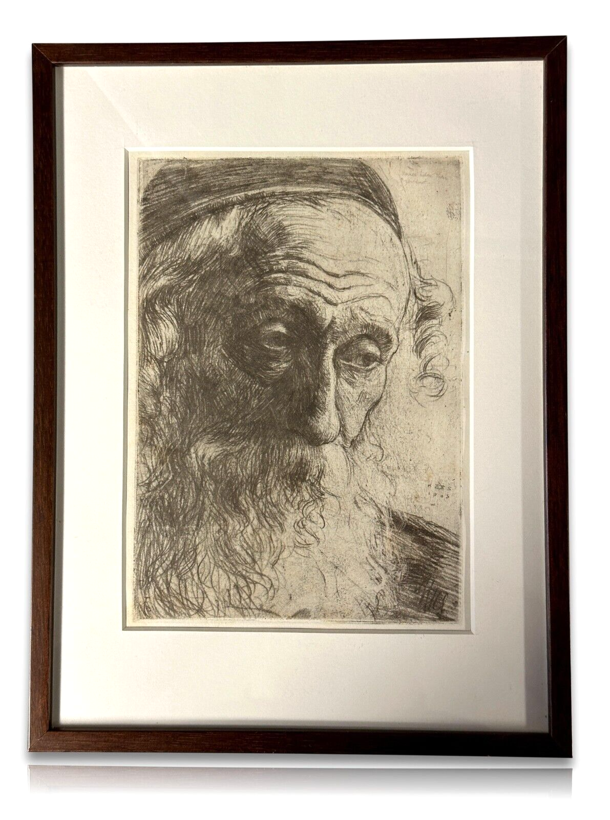 Hermann Struck 1846-1944 - Radierung  'Alter Jude aus Jaffa' - gerahmt Glas0