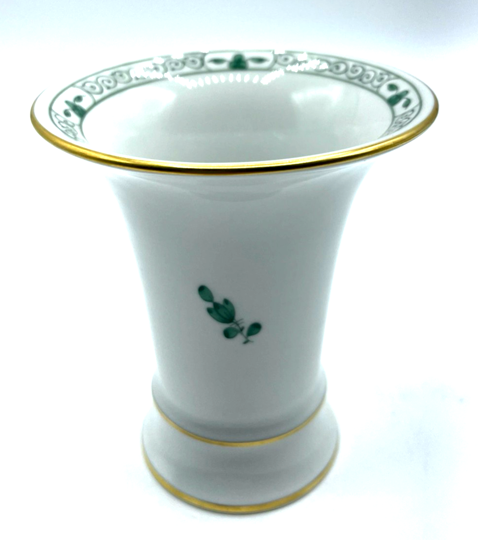 Antik Meissen Porzellan Trichtervase Vase indisch grün H 10 cm  1A Zustand4