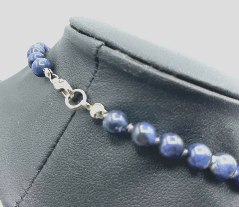 Bezaubernde Lapislazuli Kugelkette Collier L 46 cm Ø 6 mm sehr gepflegt3