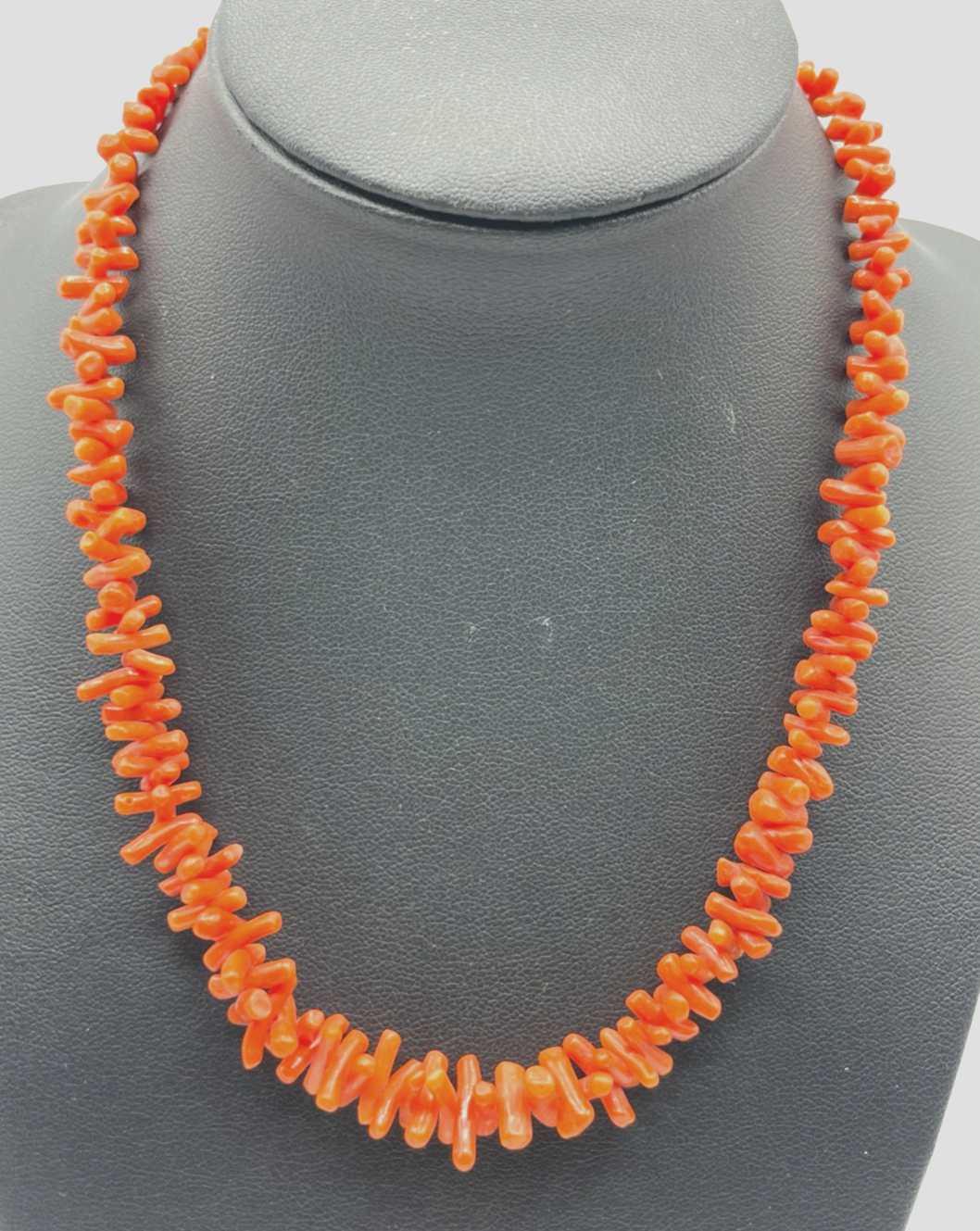 Vintage Korallenkette Stäbchen Koralle Collier Verlauf L 41 cm abgerundet Double0