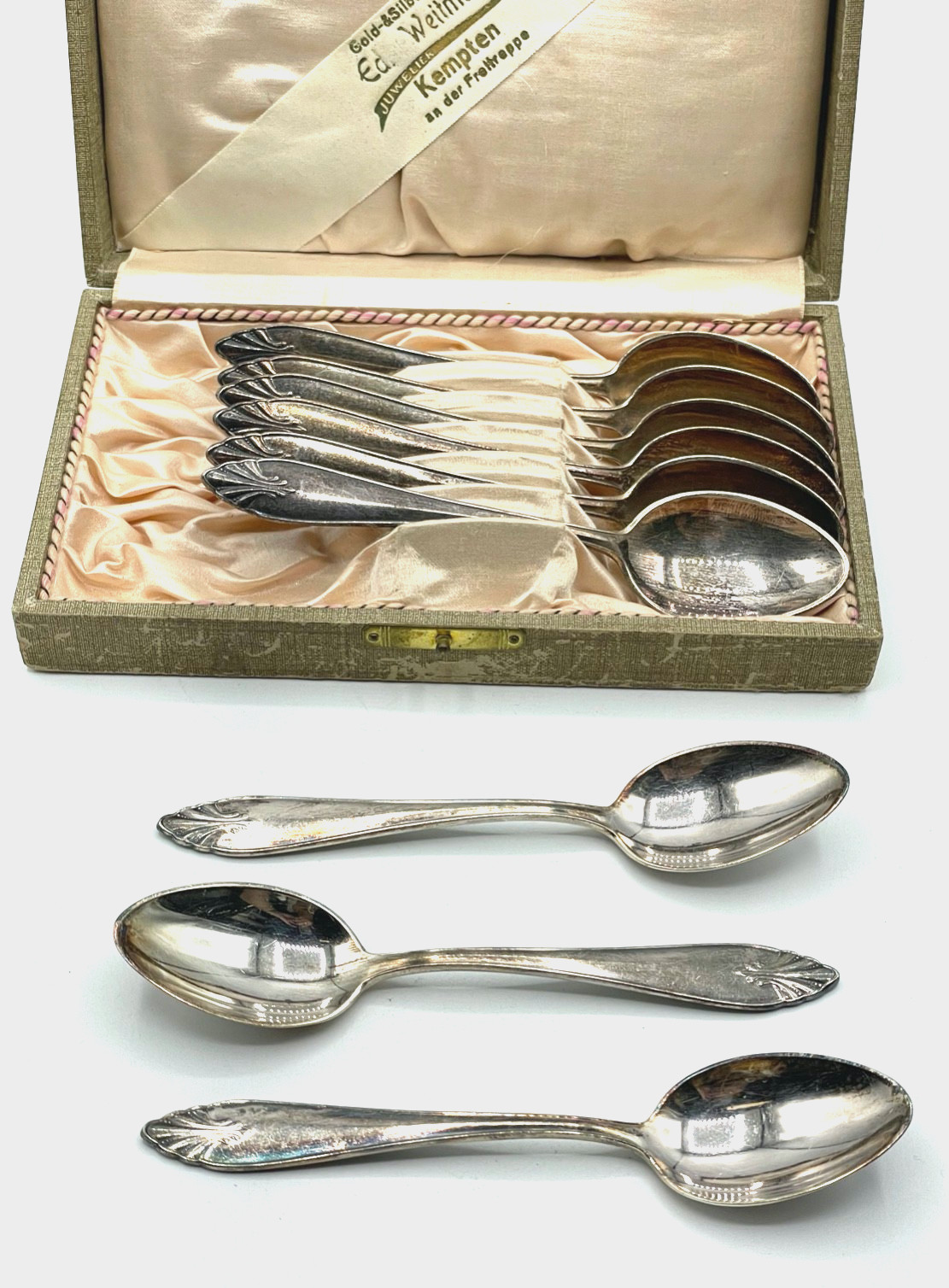 6 + 3 Kaffeelöffel o  Teelöffel 100er Silber Auflage ZENTRA in Orig. Box um 19104