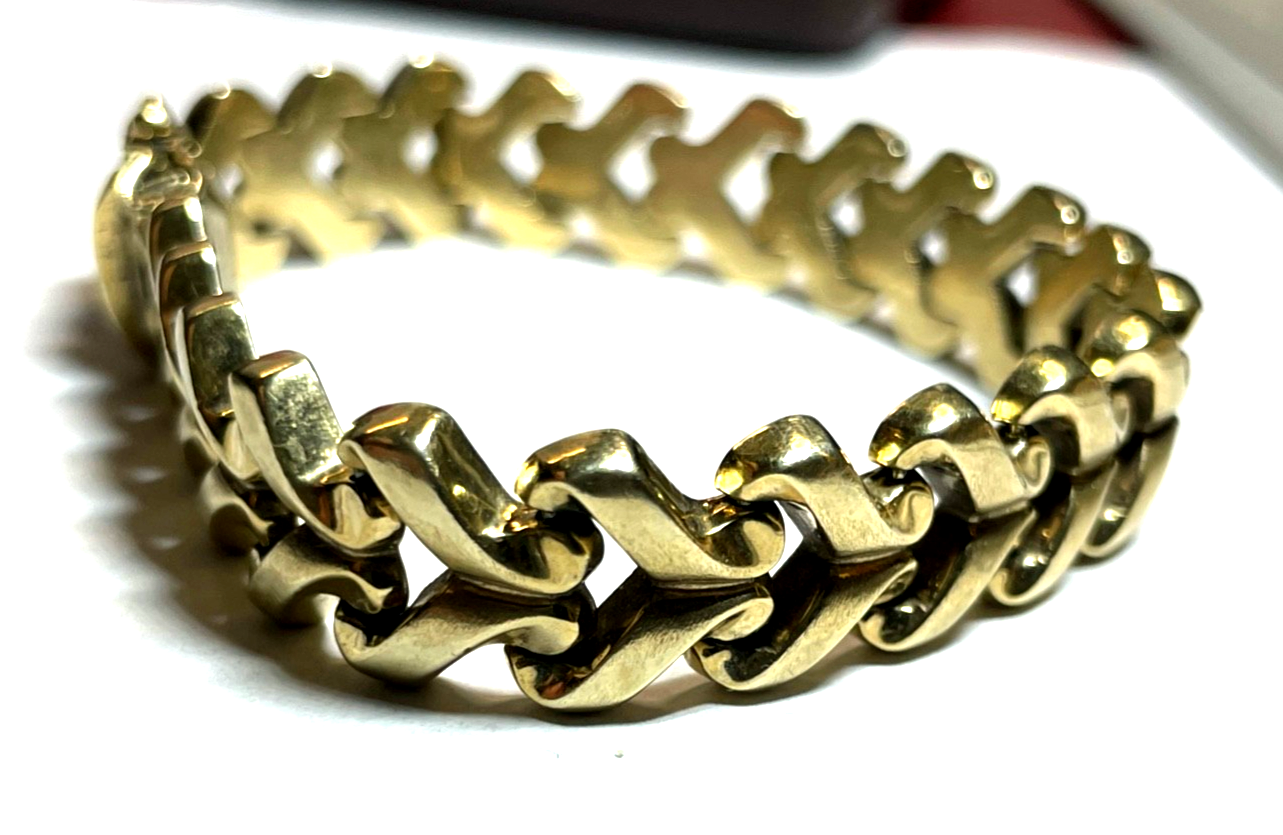 Solides 585 Gold 14 K apartes Armband Juwelier L 18,5 cm B 13 mm gepflegt 16,810
