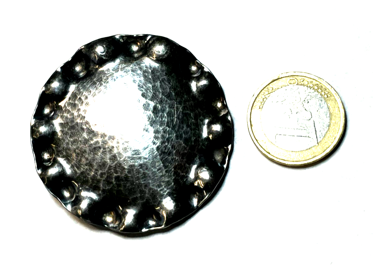 Antik große gehämmerte Brosche Anstecknadel 800 K Silber Ø 51 mm top gepflegt5