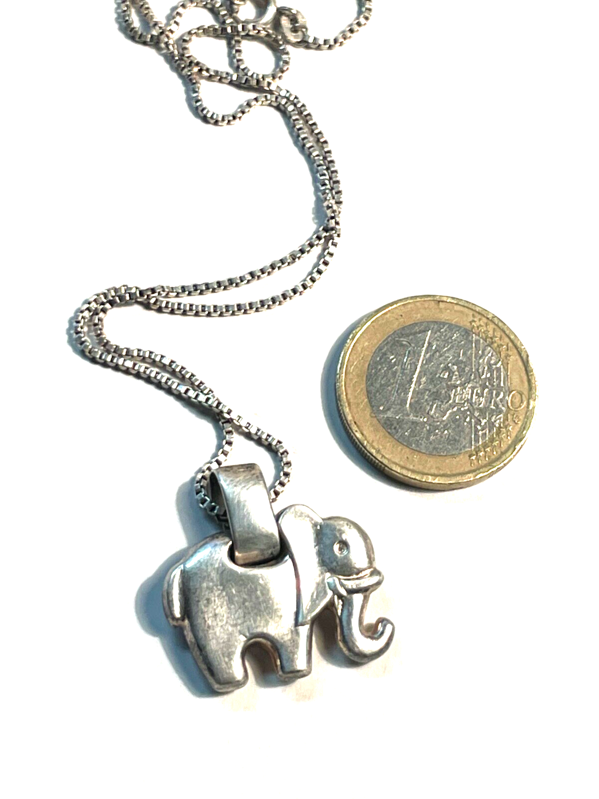 925 Silber Elefant  Anhänger an 925 Venezianer Halskette Silberkette L 41 cm1