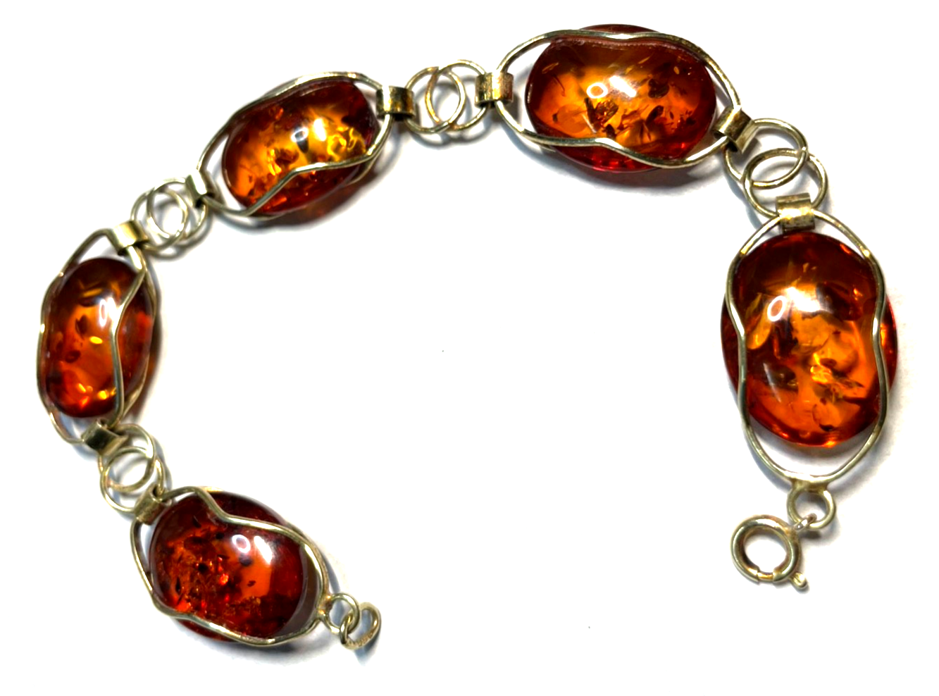 Stattliches altes  Bernstein Design Armband 333 Gold 8 K sehr gepflegt L 21 cm3