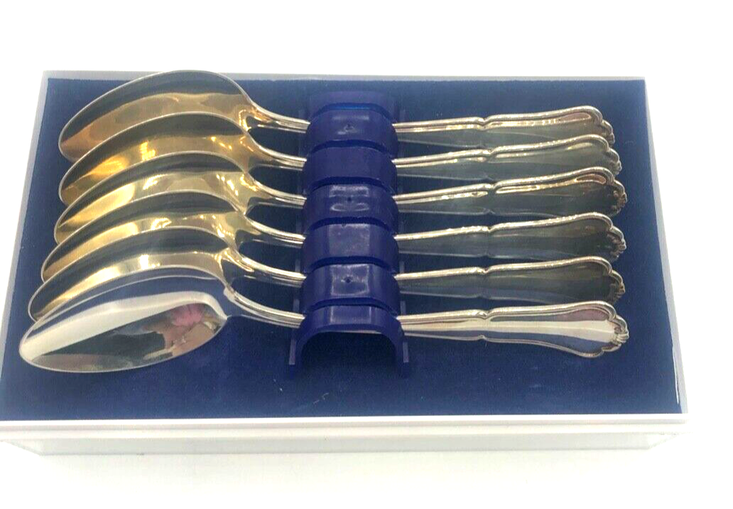 830 Silber 6 Espresso Löffel Mokkalöffel Finnland 1994 unbenutzt in Box0