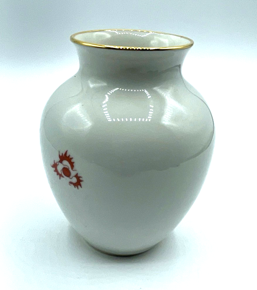 30er J Ilmenau Graf von Henneberg Porzellan Vase roter Drache Goldrand H 12 cm3