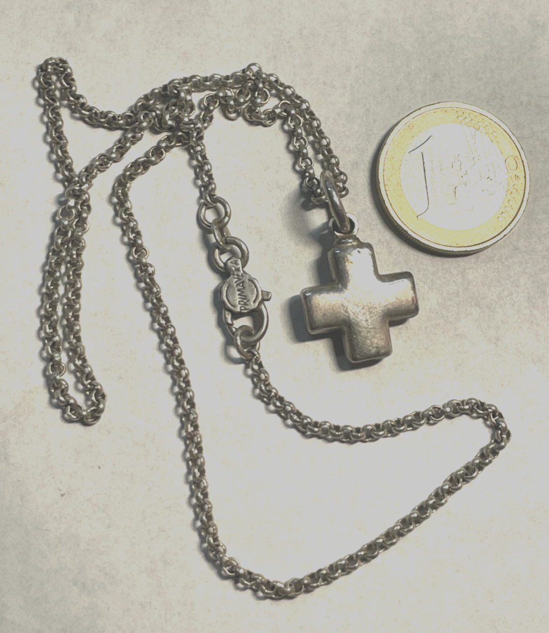 Vintage PRIMAVERA unisex Kreuz Anhänger 925 Silber an 46 cm Sterling Erbskette3
