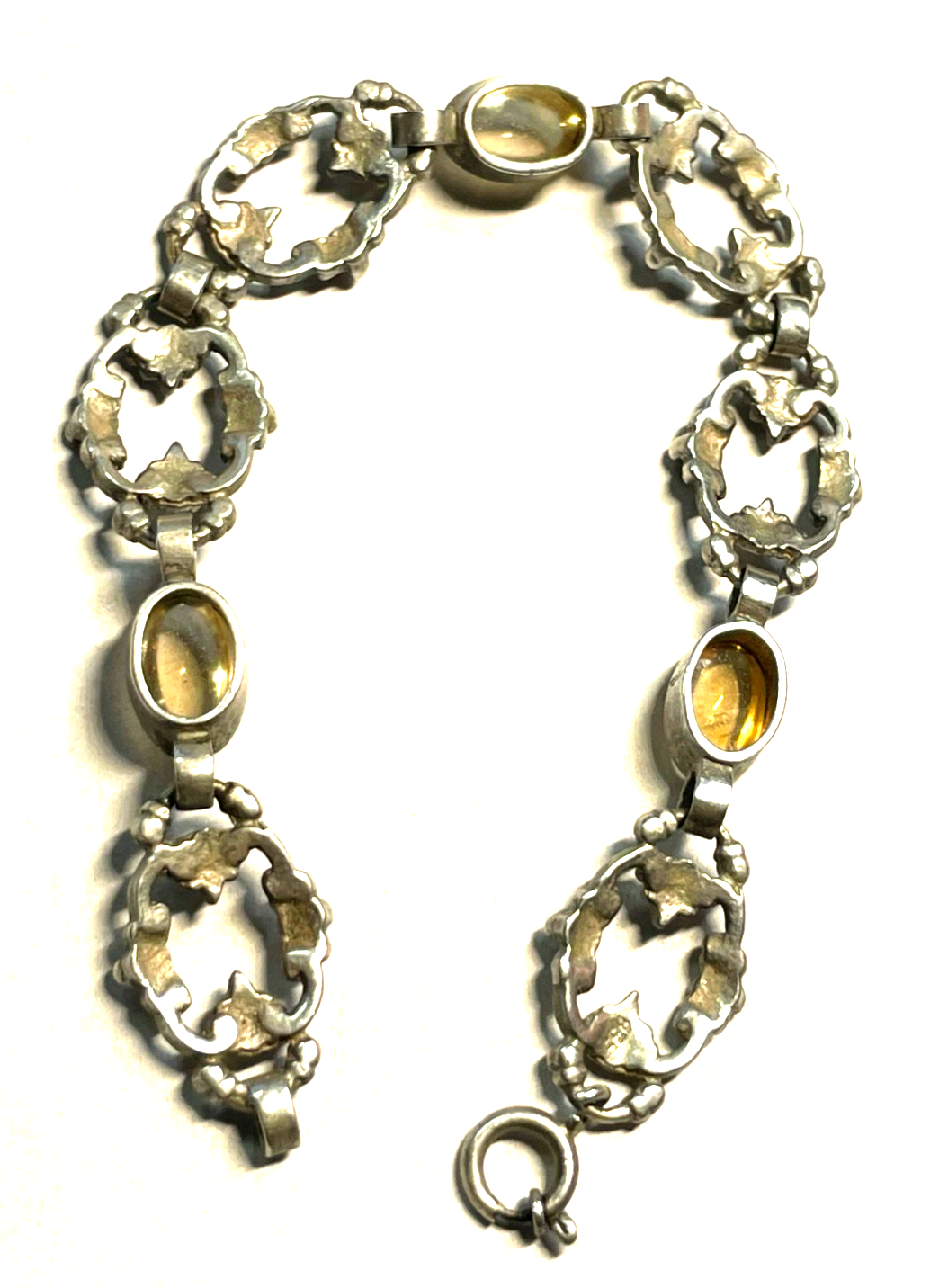 Antik Dekor Armband 835 Silber Handarbeit 3x Citrin Cabochon L 17,5 cm B 13 mm7