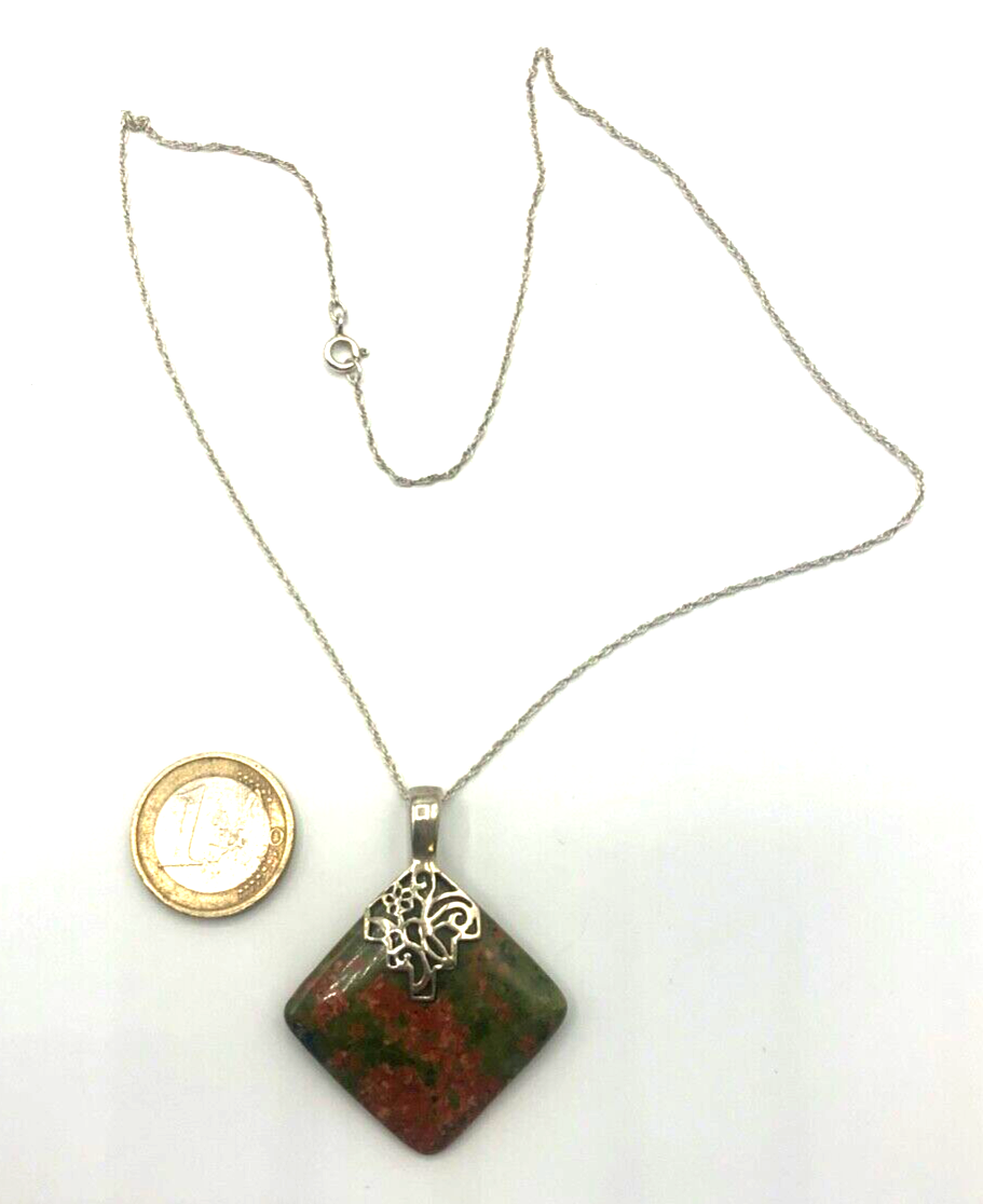 Gr. moderner 925 Silber Clip Anhänger bunter Jaspis an feiner Silber Kordelkette1