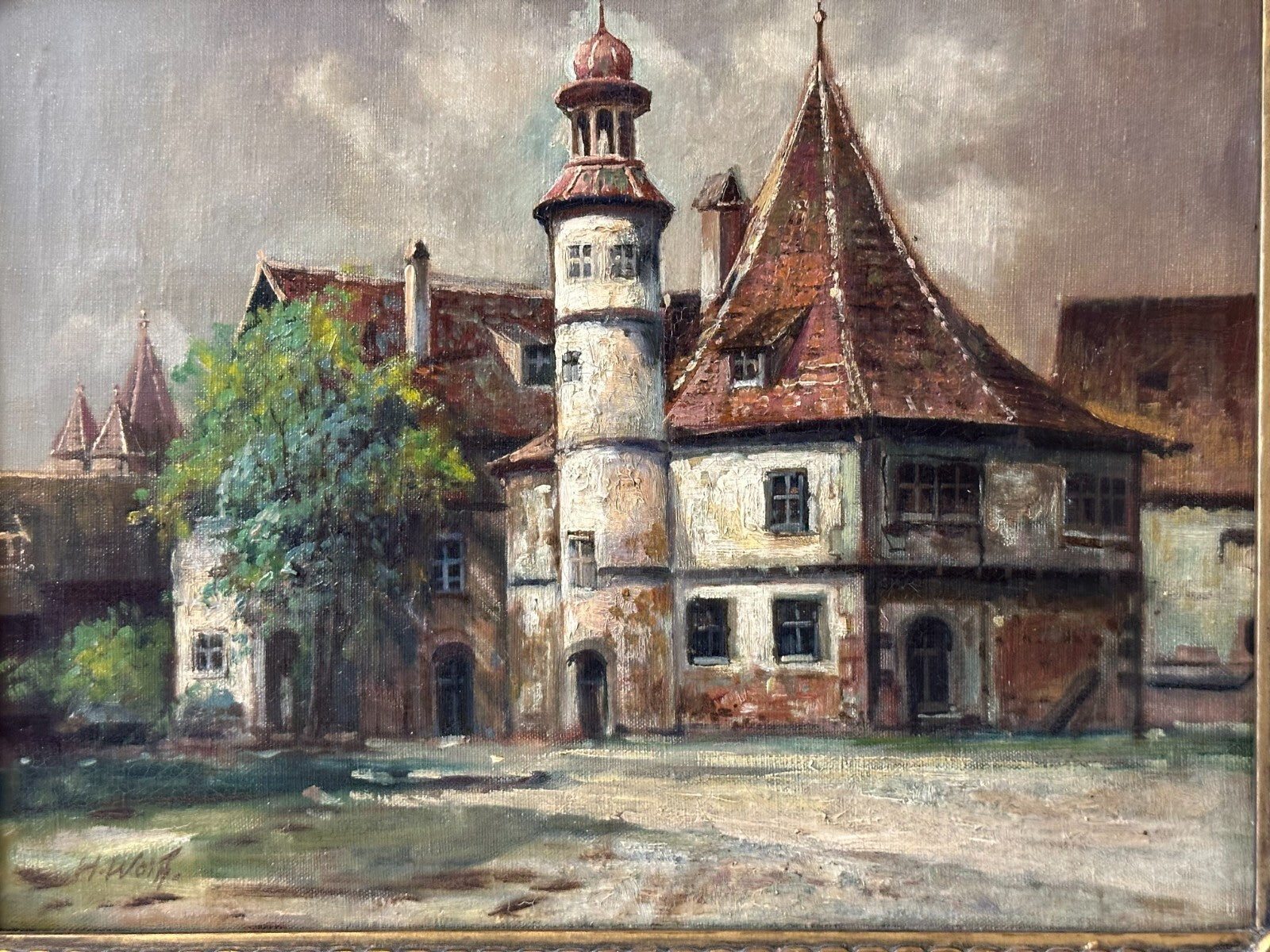 Öl auf Leinwand - Hermann Wolff - Hegereiterhaus Rothenburg a. d. T. - signiert3