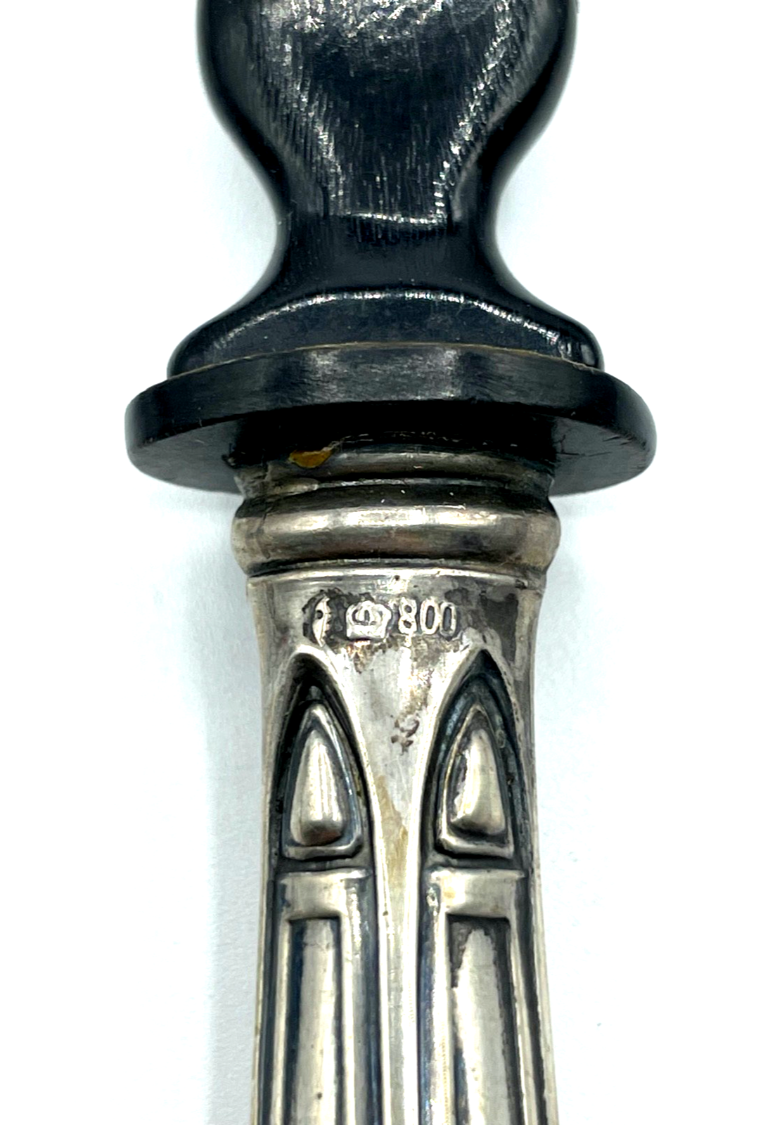 Antik Jugendstil Vorleger Salatbesteck 800 Silber + schwarzes Horn gepflegt3