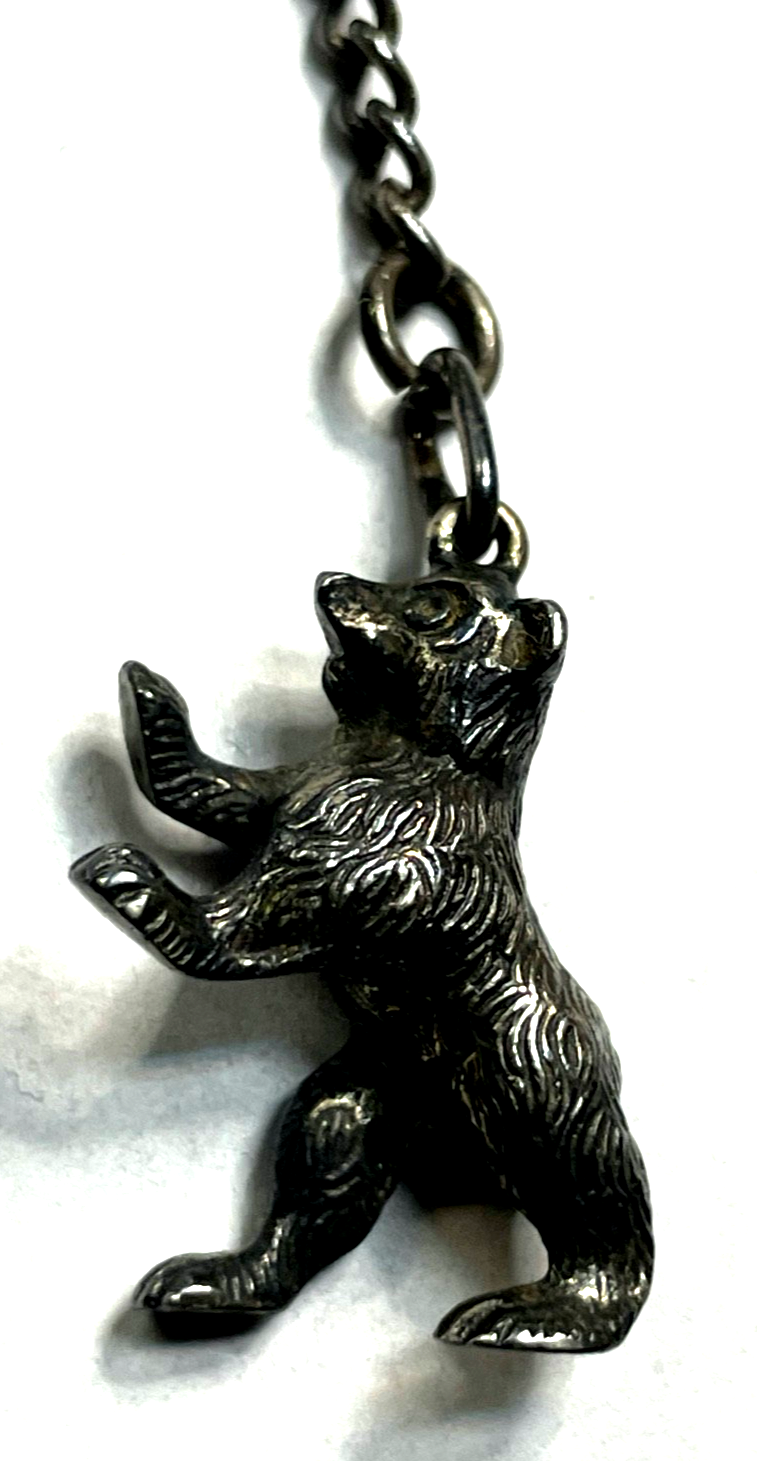Vintage 835 Silber Schlüsselanhänger Keyholder vollplastischer Berliner Bär1