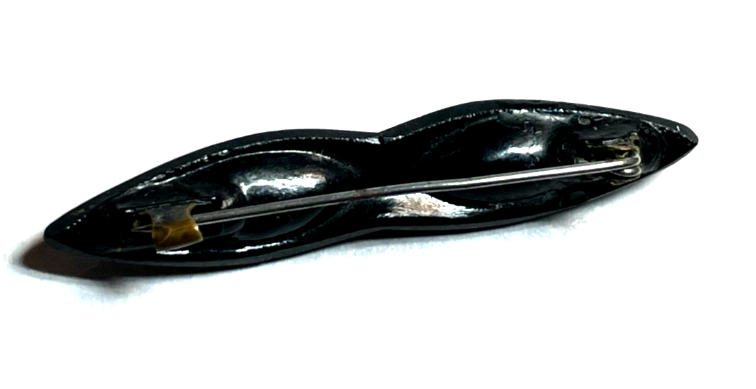 Antik Trauerschmuck Brosche schwarze Schleife um 1900 sehr gepflegt L 60 mm H 113
