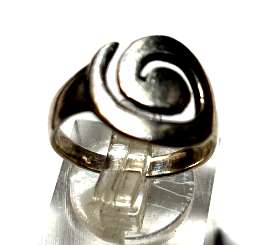 Vintage solider 925 Silber Ring Spirale Muster Ø 17 mm RG 53 Handarbeit gepflegt0