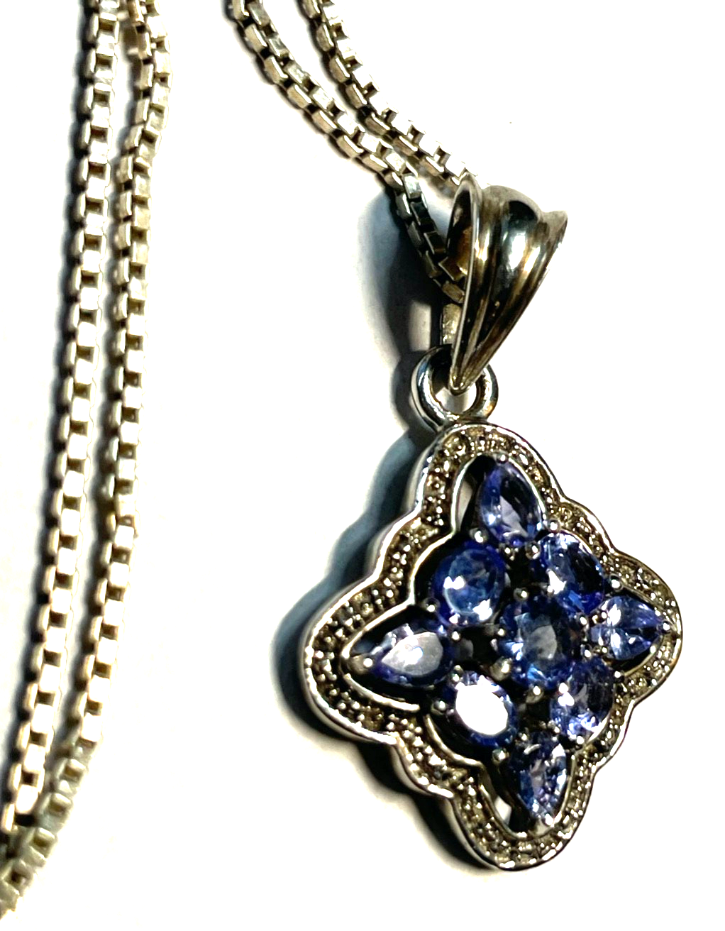 925 Silber Tansanit Anhänger Harry Ivens an 50 cm Venezianer Kette top gepflegt3