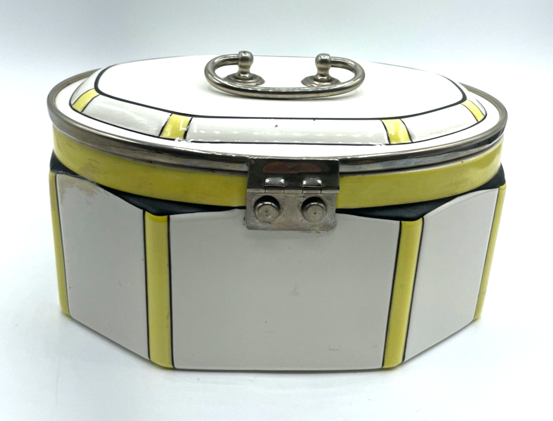 Art Deco Keramik Dose Deckeldose antik Keksdose Bonboniere sehr gepflegt5