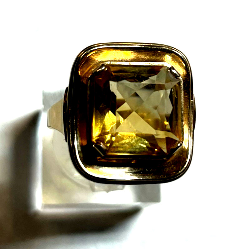 Solider 585 Gold 14 K  Ring großer Citrin Kissen Ø 16,9 mm RG 53 Juwelier gepfl.9