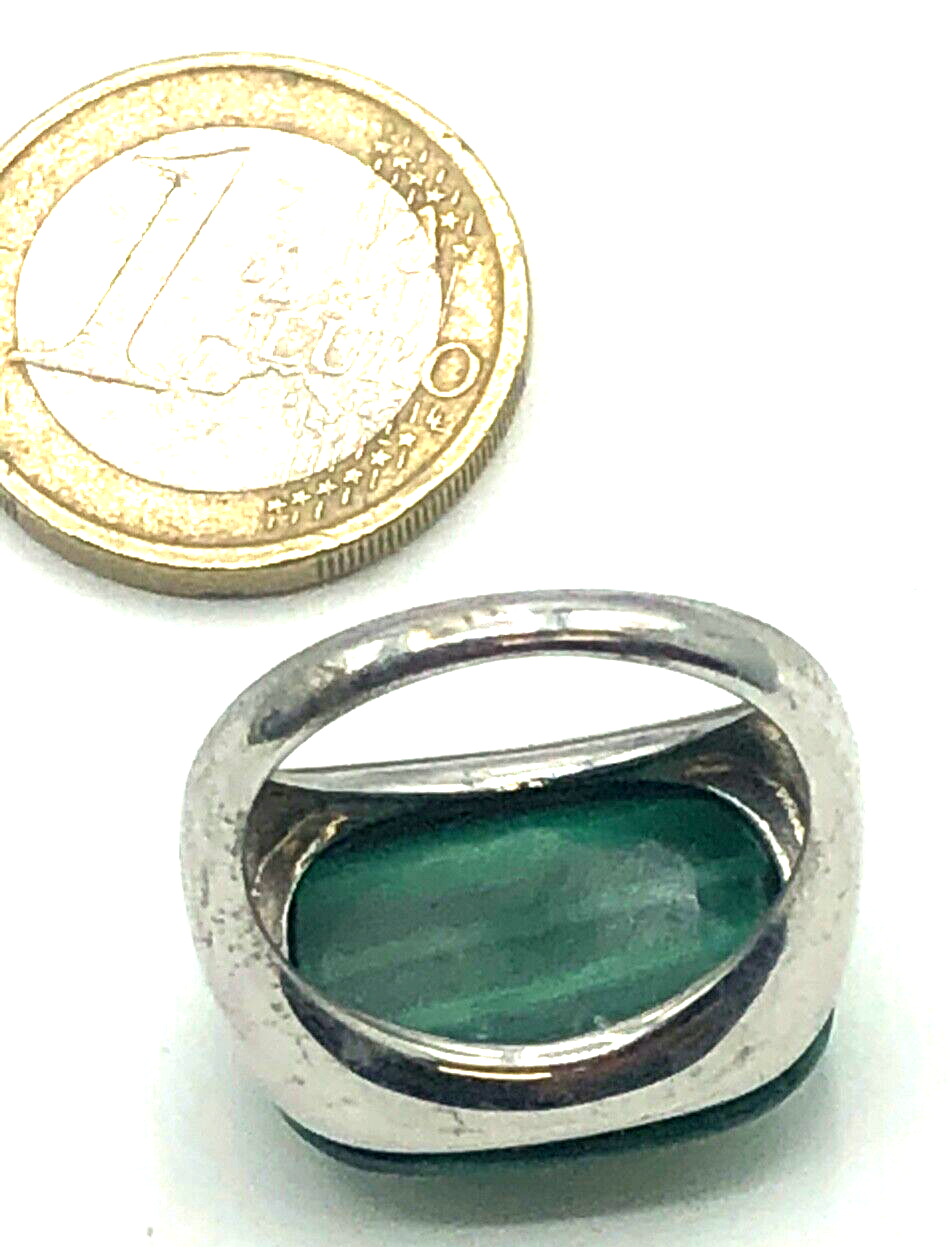 925 Silber Ring Malachit Facettschliff 19 mm RG 60 solider Klassiker Handarbeit5