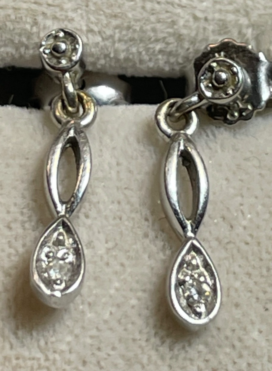 585 Gold 14 K Ohrringe Weißgold Ohrhänger modern Juwelier Qualität 2 x Diamant5