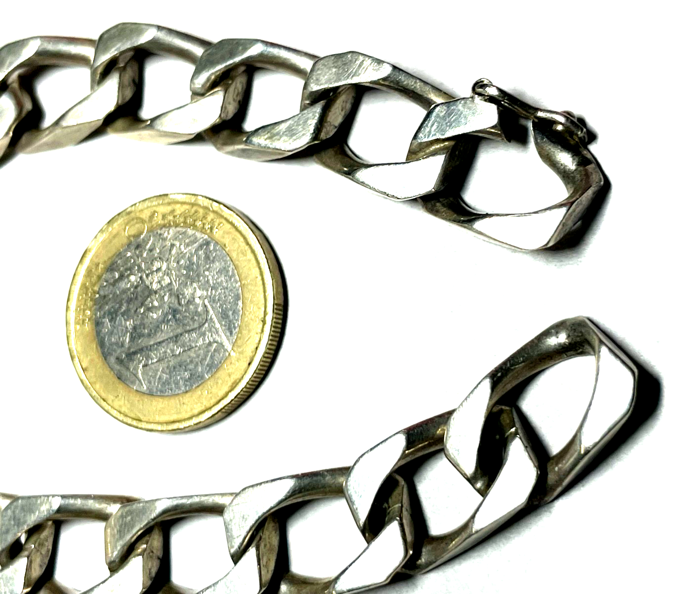 Solides vintage Panzer Armband Armkette 835 Silber L 21 cm B 11,5 mm unisex gepf4
