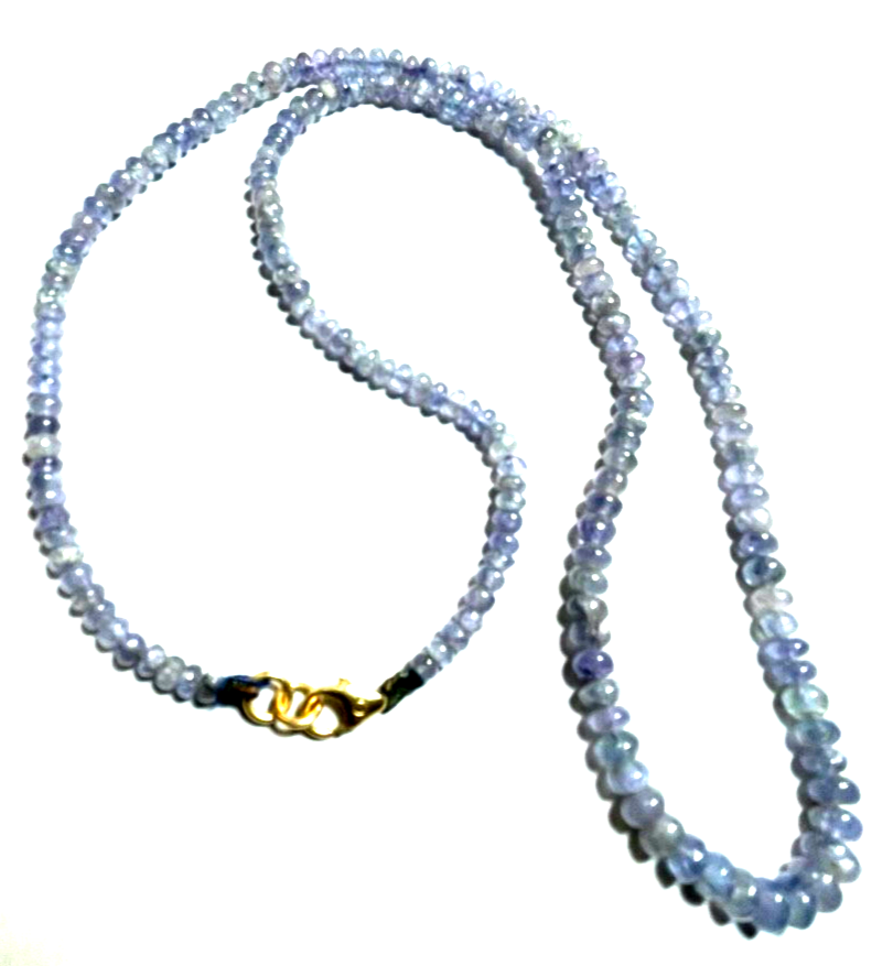 polierte Perlen aus Tansanit Kette Collier 585 Gold Karabiner im Verlauf L 46cm1