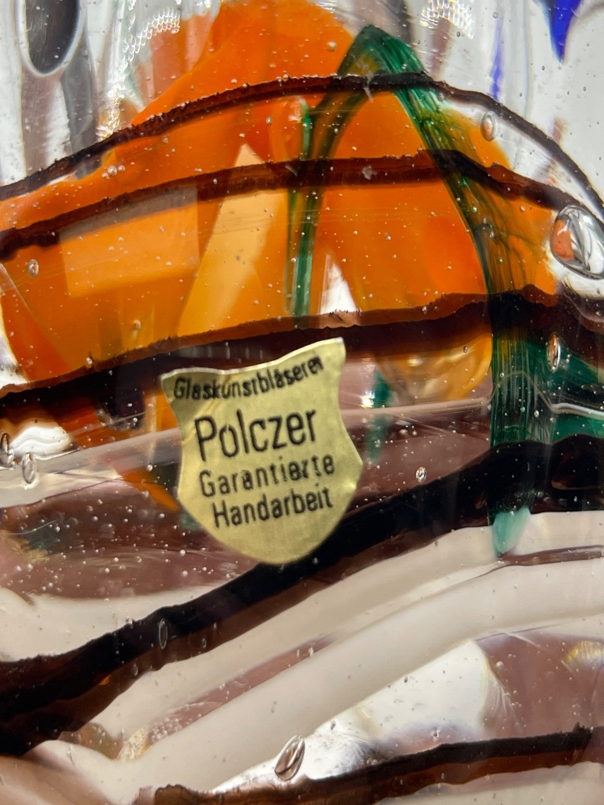 Gr. vintage Polczer Glashütte Briefbeschwerer handsigniert 1986 H 16cm Glaskunst7