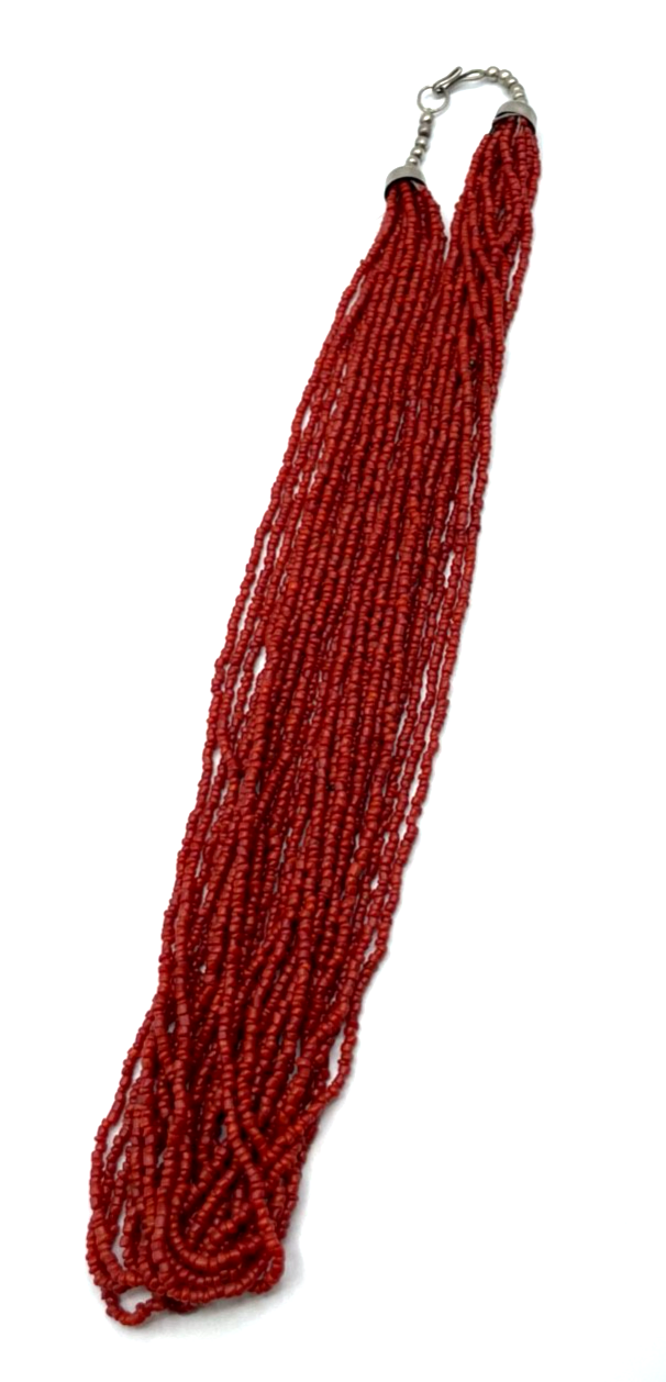 Stattlich vintage Ethno Korallen Perlen Kette 14 Strang L 70cm B 43mm Handarbeit4