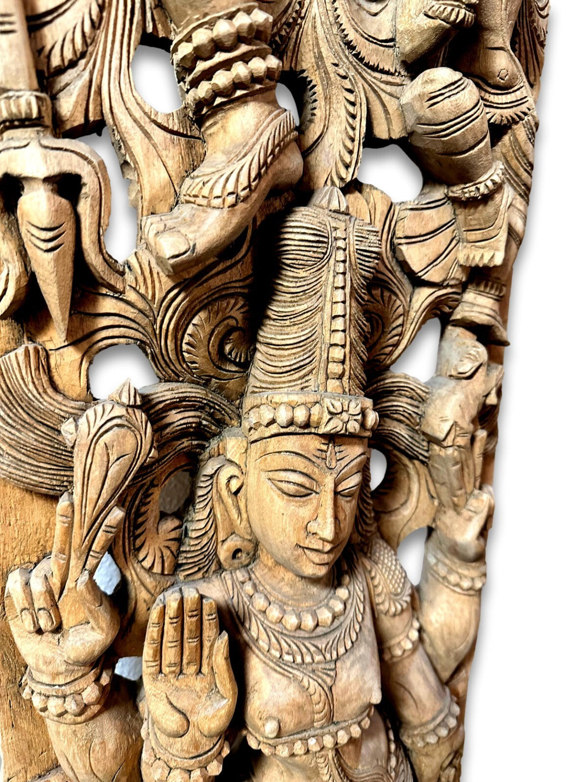 Großes geschnitztes Wandrelief - Indien - Gott Shiva Krishna - 20. Jhd. Holz8