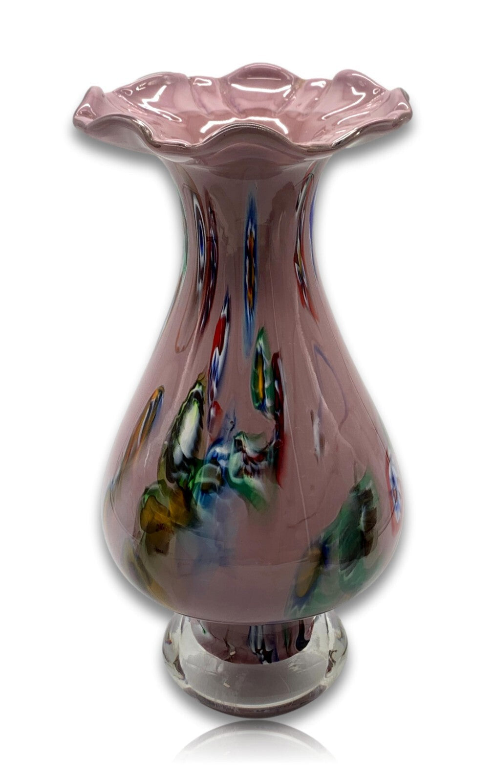 Vase Unterfang - Farbeinschmelzungen - Mundgeblasen Handarbeit - Pastell Lila2