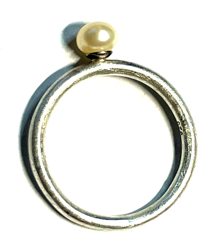 Alraune Design 925 Silber Ring mit SWZ Perle RG 55 Ø 17,5 mm Silberring gepflegt3