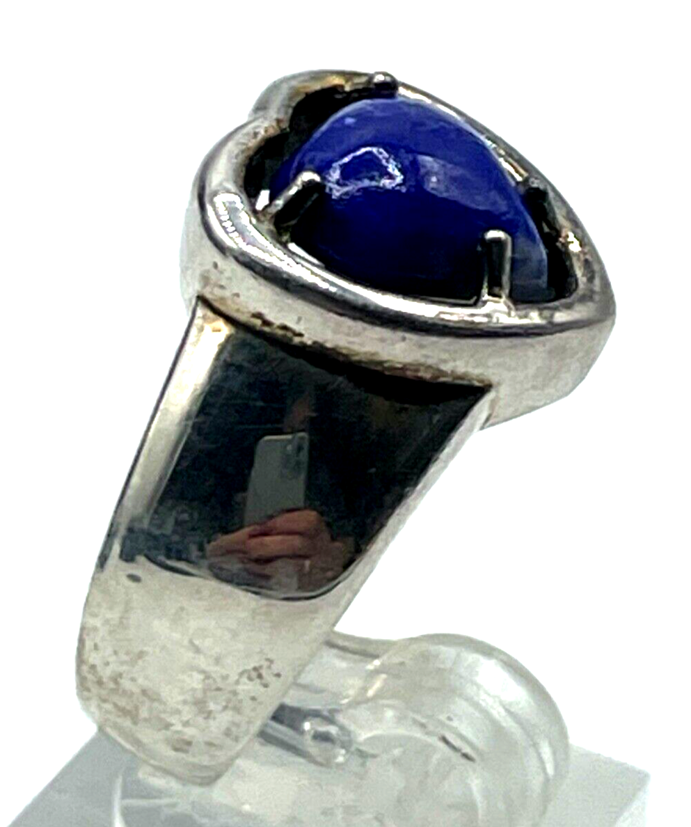 Solider 925 Silber Ring Silberring mit Herz aus Sodalith Ø 19 mm RG 60 gepflegt1