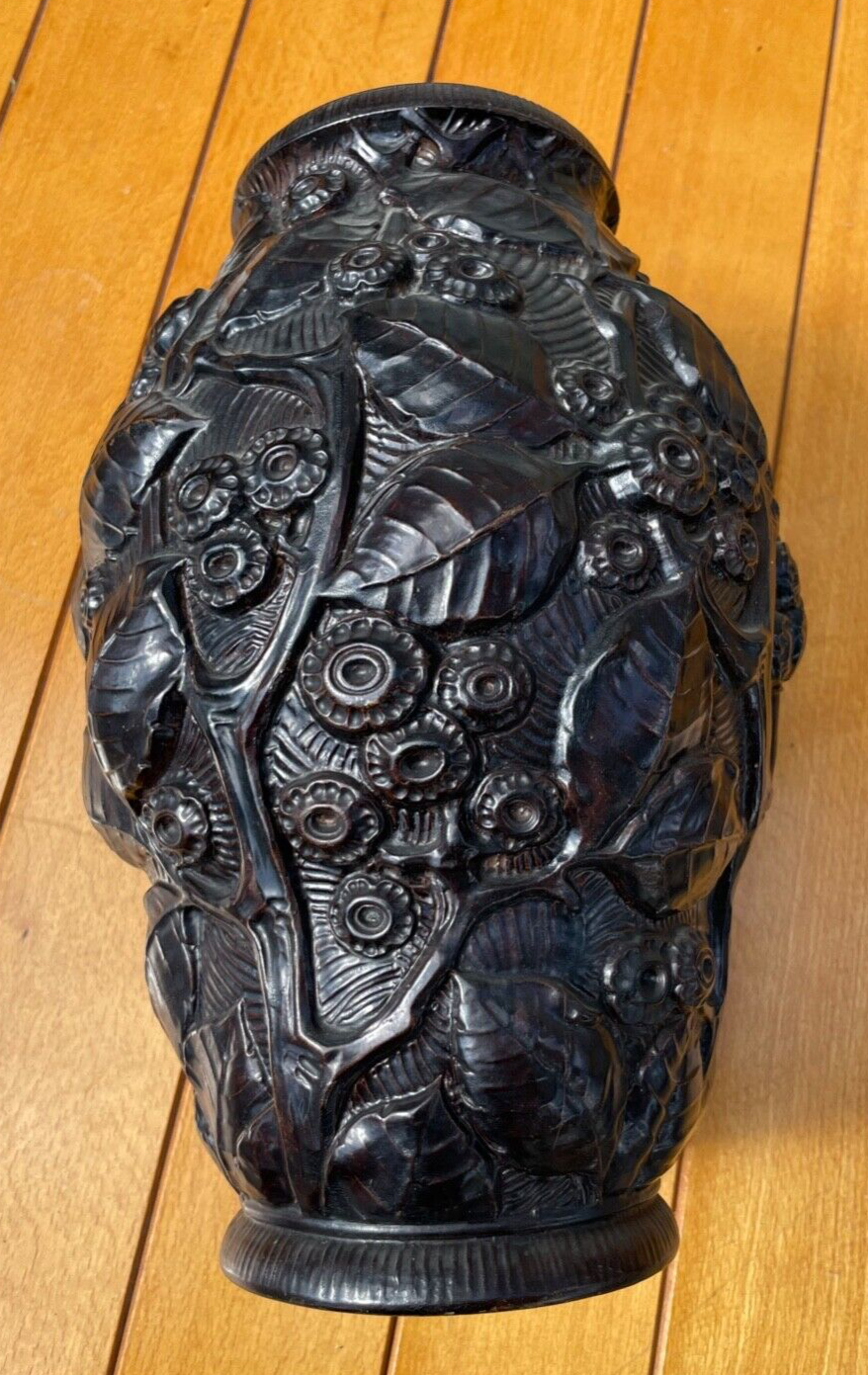 Antik gr.  Jugendstil Vase Tonscherben Terrakotta braun glasiert wie Maresch0