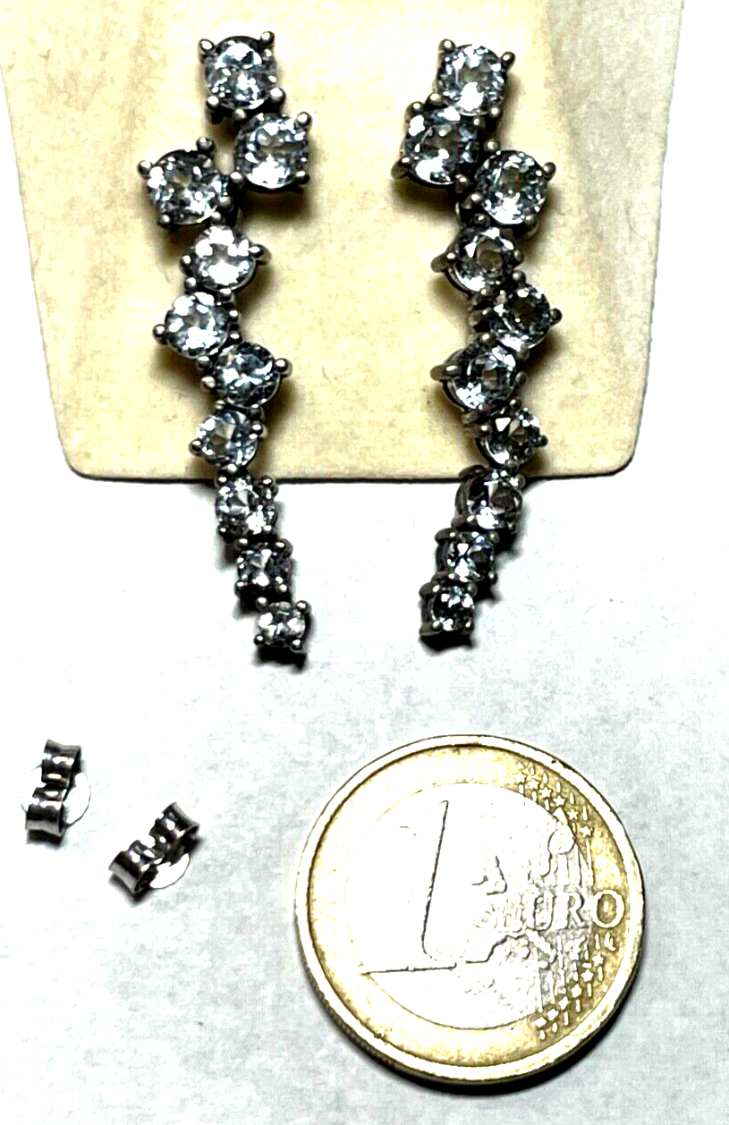 Festliche 925 Silber Ohrringe Ohrhänger Zirkonia solide Handarbeit L 43 mm B 124