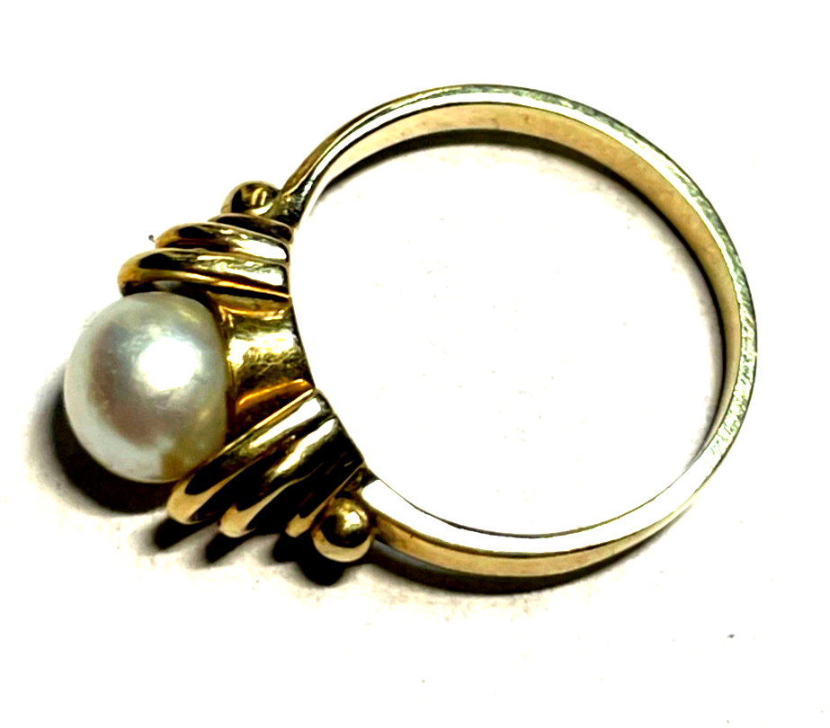Solider Klassiker 585 Gold 14 K Ring 17,5 mm RG 55 Natur Perle Juwelier 4,25 Gr.10