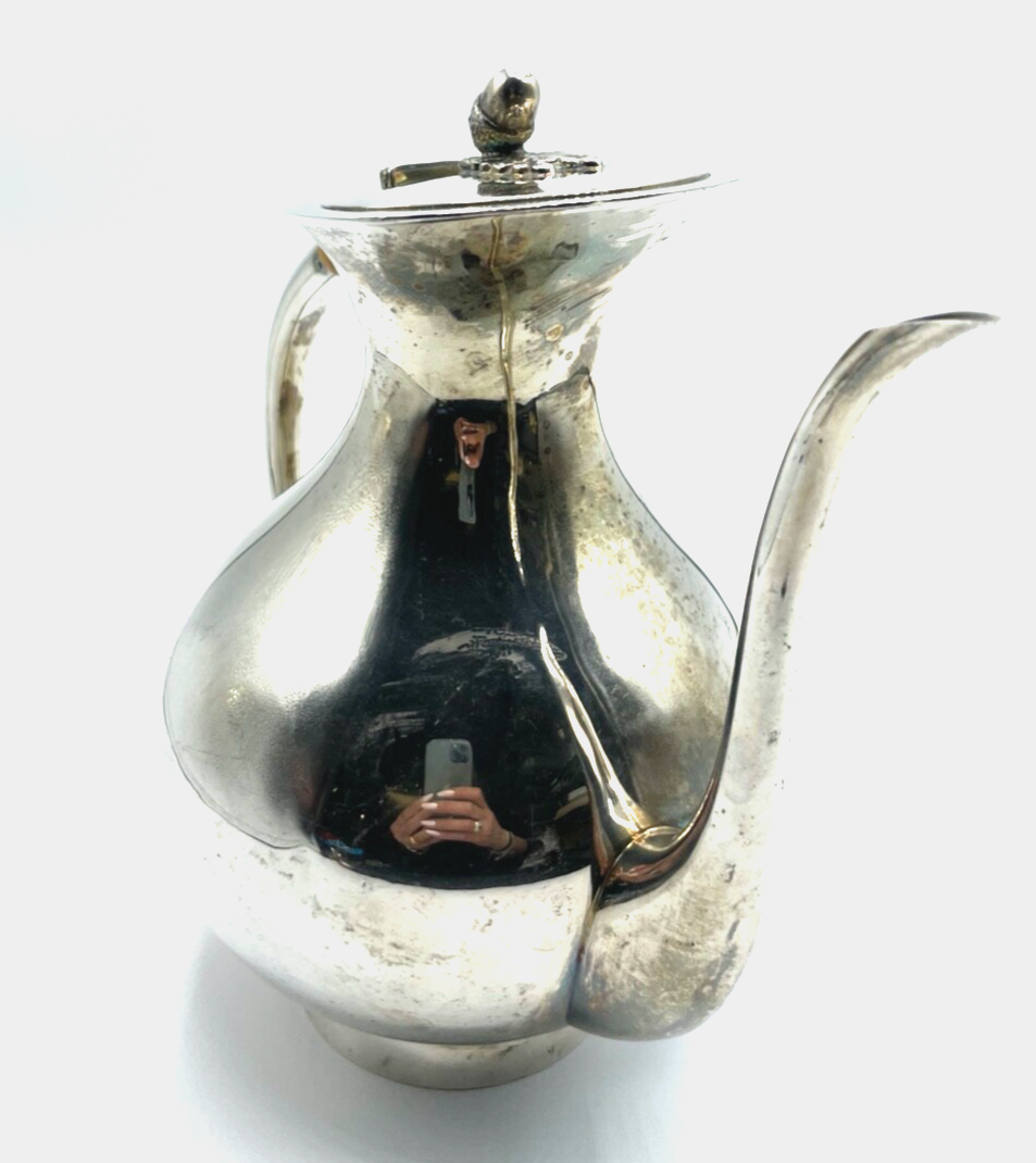 Vintage attraktive Kanne M Eugen Ferner Schwäbisch Gmünd versilbert 1964 H 23 cm9